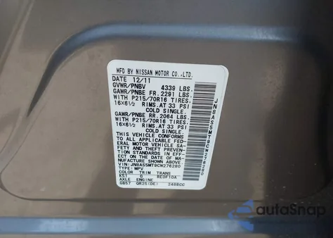 2012 Nissan Rogue S z USA, uszkodzony, nr VIN JN8AS5MT9CW276280